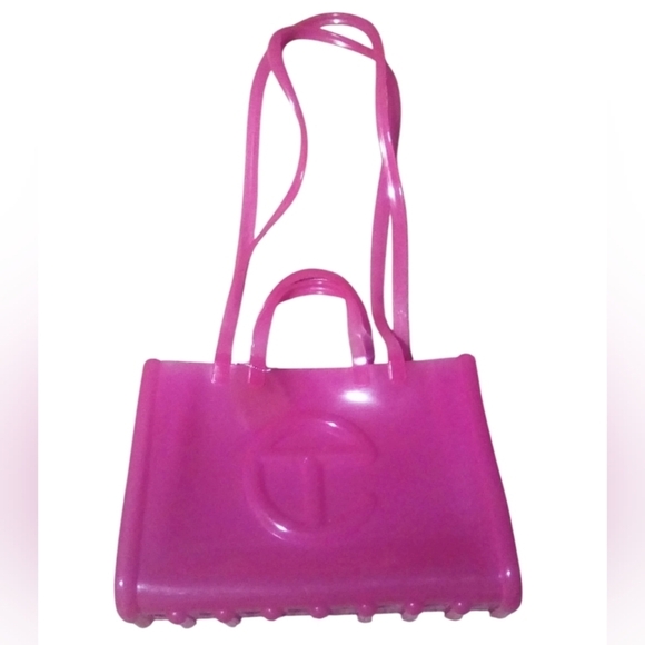 Telfar x Melissa Women NWT Double Handle Large Pink Jelly Shopping Bag Purse - Picture 3 of 9
